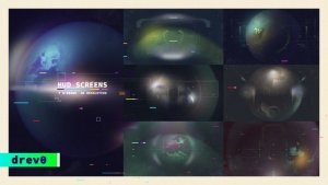 HUD Screens/ UI Display/ Sci-Fi Interface/ FUI/ Hi-Tech Titles/ Planet Earth/ Drone View/ Future/ TV Video Displays template preview