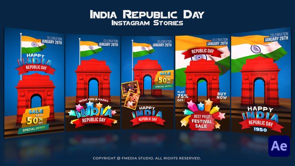 Videohive India Republic Day Instagram Stories Openers template preview