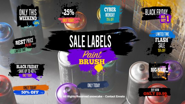 Videohive Sale Labels Paint Brush Elements template preview