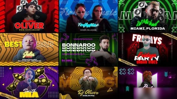 Videohive DJ Party Freeze Frame Elements template preview