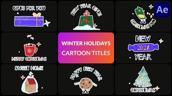 Videohive Winter Holidays Cartoon Titles | After Effects Titles template preview