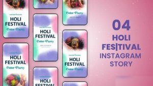 Videohive Happy Holi Instagram Story Elements template preview