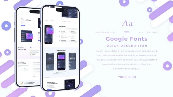 Minimal App Promotion Video Displays template preview