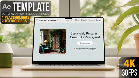 Videohive Laptop Screen App or Website 30-Second Advertisement Mockup with Logo Product Promo template preview