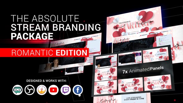 Videohive Stream Branding Package. Stream Overlays - Romantic Edition Broadcast-packages template preview