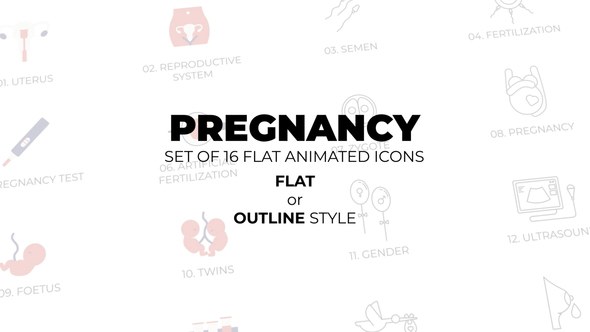 Videohive Mother's day - Pregnancy - Set of 16 Animated Icons Flat or Outline style Elements template preview