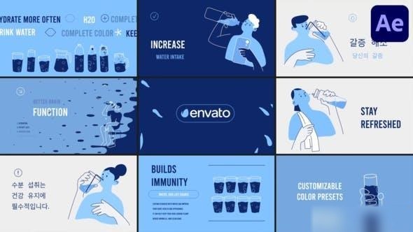 Videohive Drink More Water Explainer | After Effects Openers template preview