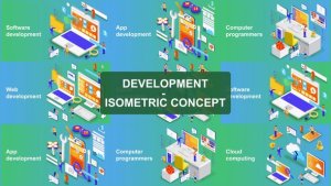 Digital Development - Isometric Concept Video Displays template preview
