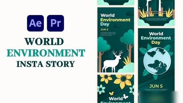 Videohive World Environment Day Instagram Story Elements template preview