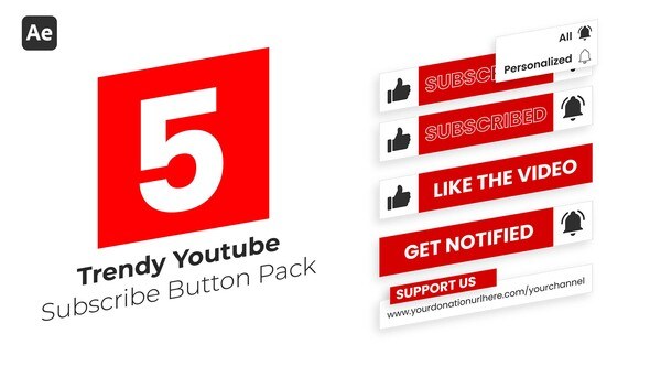Videohive Trendy Youtube Subscribe Button Pack Elements template preview