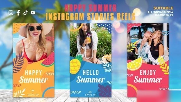 Videohive Happy Summer Instagram Stories Reels Openers template preview