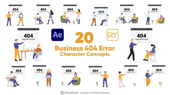 Videohive Business 404 Error Character Concepts For After Effects Elements template preview