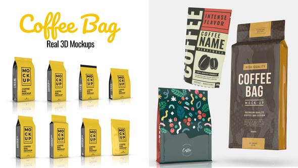 Videohive Coffee Bag Real 3D Mockups Product Promo template preview