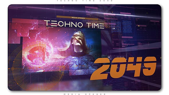 Videohive Techno Time 2049 Media Opener Video Displays template preview