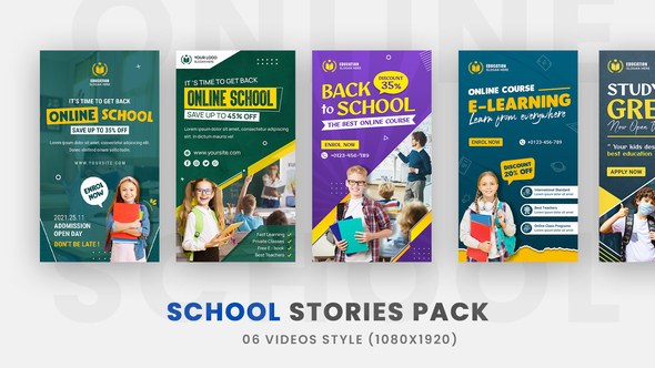 Videohive Online School Promo Promo Stories Pack Product Promo template preview