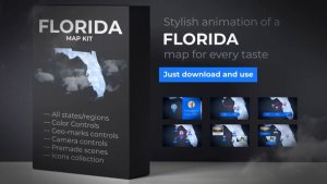 Videohive Florida Map - Florida Map Kit Video Displays template preview