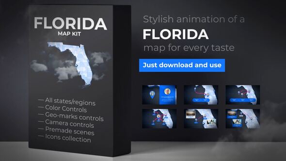 Videohive Florida Map - Florida Map Kit Video Displays template preview