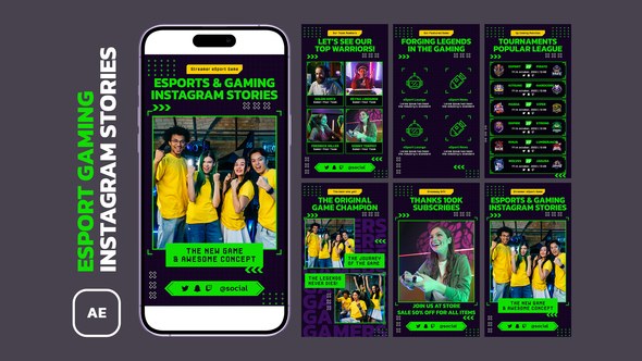 Videohive eSport Gaming Instagram Stories 51968518 Broadcast-packages template preview