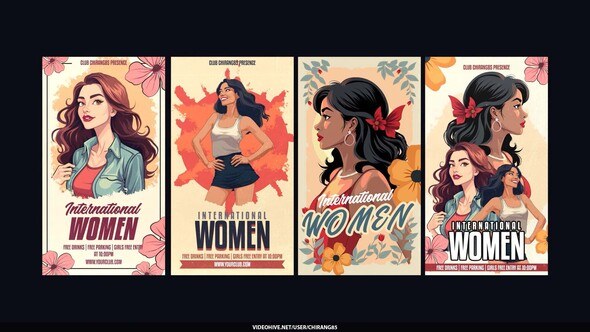 Videohive International WomenвЂ™s Day Stories Video Displays template preview