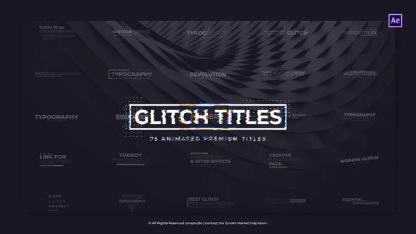 Videohive 75 Modern Glitch Titles Titles template preview