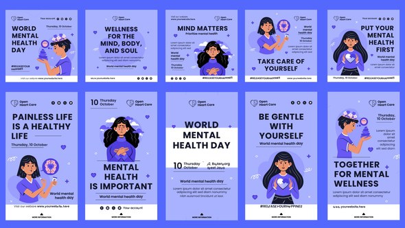 Videohive Mental Health Day Feed and Stories Instagram Openers template preview