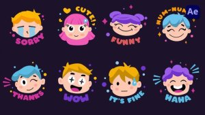 Videohive Face Expressions Emoji stickers [After Effects] Elements template preview