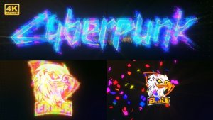 Colorful Cyber Glitch Logo Video Displays template preview