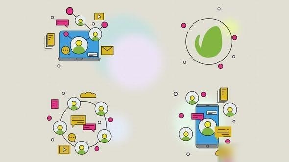 Videohive Social Networks Line Art Opener Openers template preview