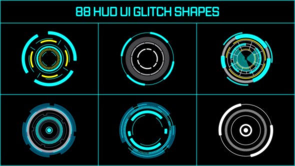 Videohive HUD UI Glitch Shapes Elements template preview