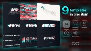 Videohive Glitch Logos (9 in 1) Logo Stings template preview