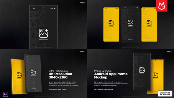 Videohive Android App Promo Mockup | S24 Ultra Matte Black Product Promo template preview