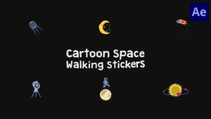 Videohive Cartoon Space Walking Stickers for After Effects Elements template preview