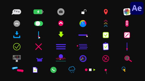 Videohive Mobile App Interface Icons for After Effects Openers template preview