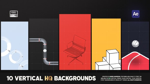 Videohive Vertical Geometric 3D Backgrounds Elements template preview