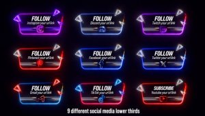 Videohive Neon Social Lower Thirds 51984578 Elements template preview