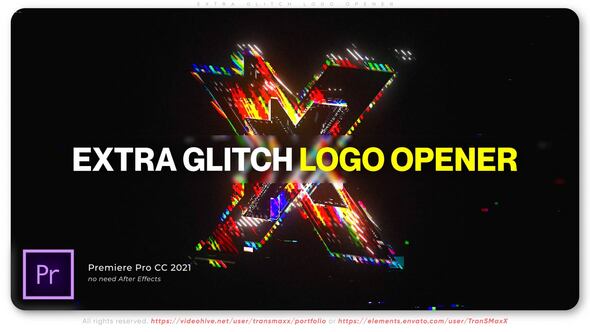 Extra Glitch Logo Opener Premiere Pro template preview
