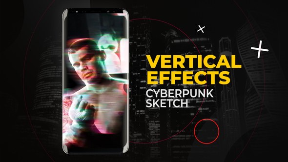 Videohive Vertical Cyberpunk Sketch Effects | After Effects Elements template preview