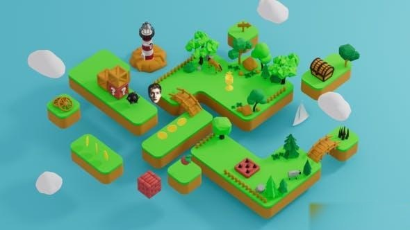 Videohive Isometric Game Logo Reveal Logo Stings template preview