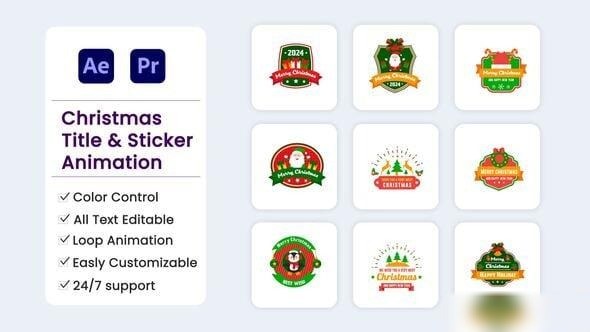 Videohive Christmas Title & Stickers