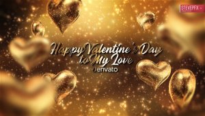 Videohive Golden Hearts Valentines Greeting Titles template preview