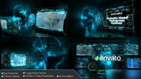 Videohive Robotic Head Hologram Opener Openers template preview