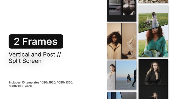 Videohive Split Screen Vertical and Post - Frames 2 Video Displays template preview