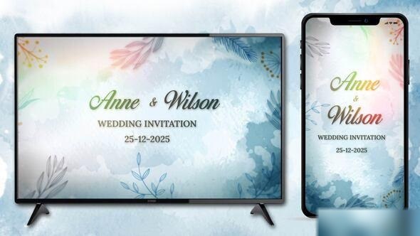 Videohive Watercolor Wedding Invitation 57057767 Video Displays template preview