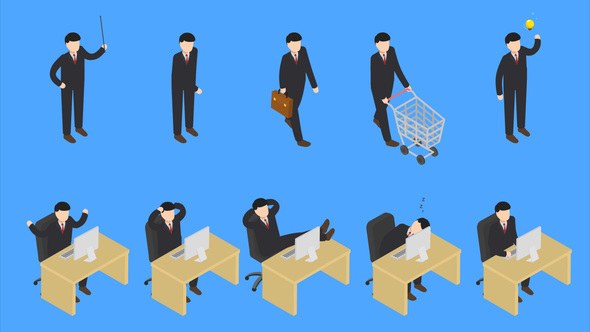 Isometric People Video Displays template preview