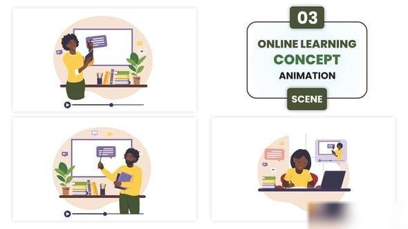 Videohive Online Learning Concept Animation Scene