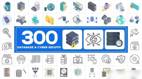 Videohive 300 Icons Pack - Cyber Security Infographics template preview