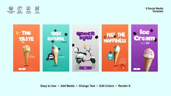 Videohive Ice Cream Instagram Stories Product Promo template preview