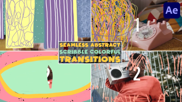 Videohive Seamless Abstract Scribble Colorful Transitions | After Effects Elements template preview