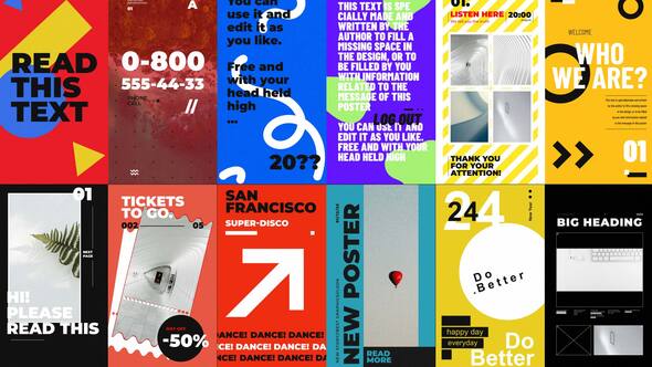 Videohive Bold Minimalism Posters Package Elements template preview