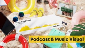 Videohive Beach Music and Podcast Visualizer 3D Video Displays template preview